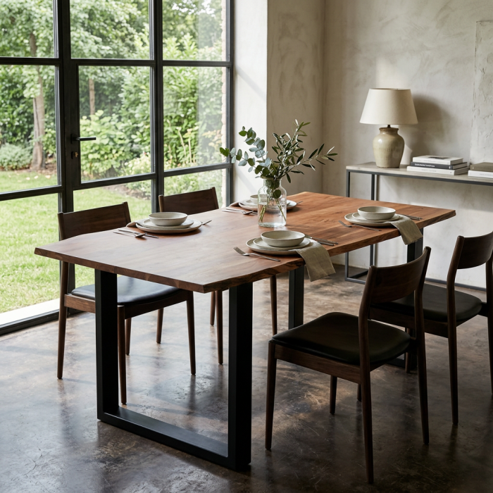 Tavolo da pranzo in legno di acacia e metallo Terzo 160x80 - immagine 3