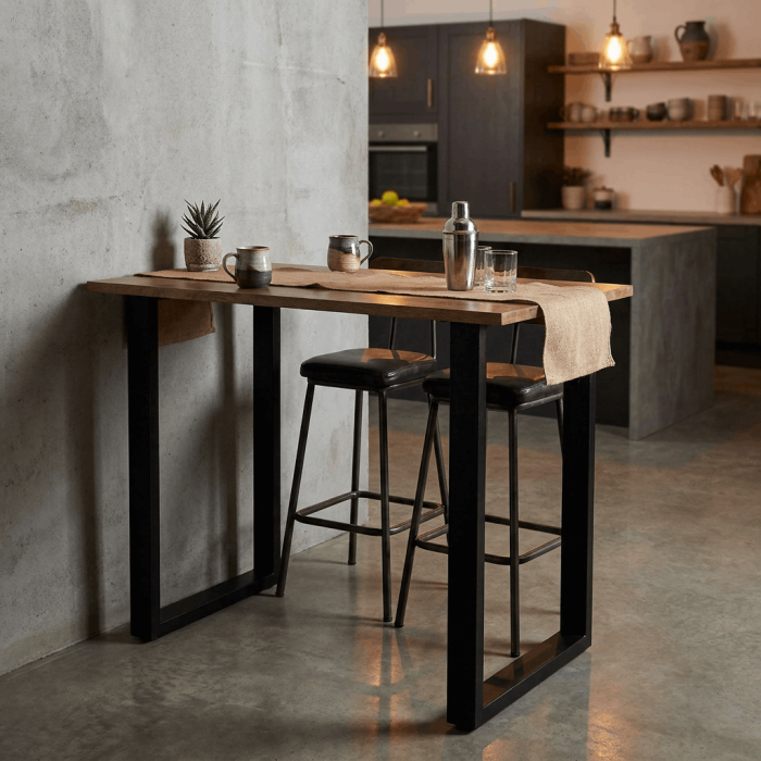 Tavolo bar Piero in legno di mango e metallo nero 120x80x100 cm - immagine 2