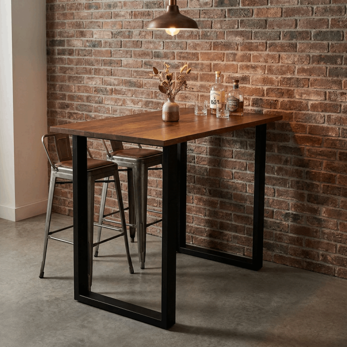Tavolo bar Piero in legno di mango e metallo nero 120x80x100 cm - immagine 5