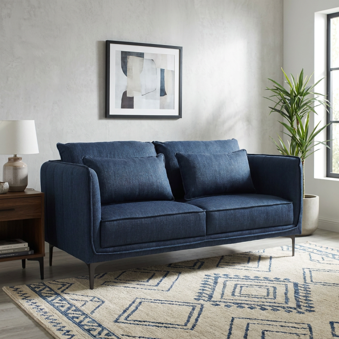 Divano a due posti in tessuto blu "Gina" - immagine 5
