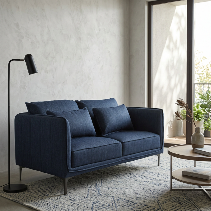 Divano a due posti in tessuto blu "Gina" - immagine 2