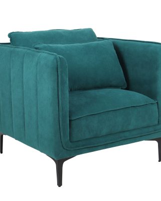 Poltrona in tessuto verde effetto velluto "Gina"