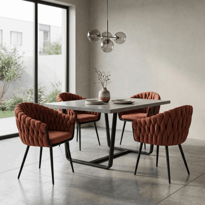 Sedia da pranzo "Maia" in tessuto arancione scuro - immagine 2