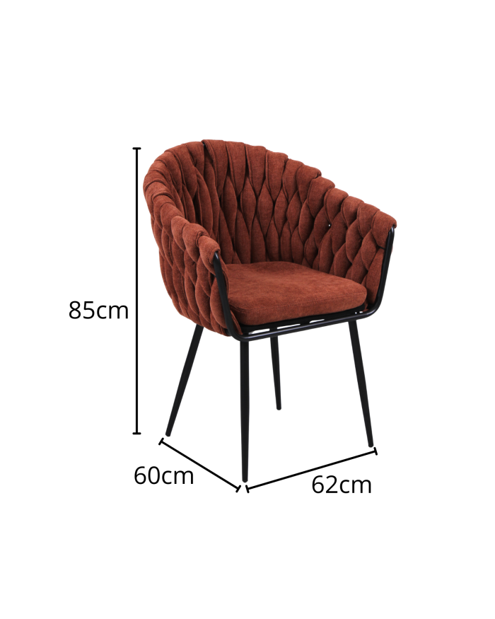 Sedia da pranzo "Maia" in tessuto arancione scuro - immagine 3