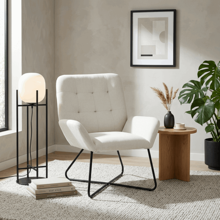 Poltrona in tessuto Kilanda beige "Greta" - immagine 6