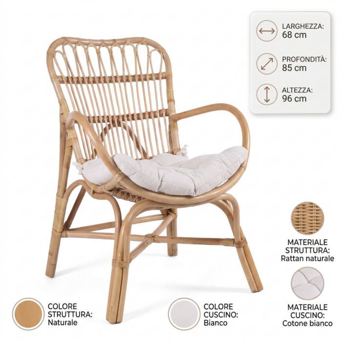 Poltrona in rattan "Nagano" - immagine 4
