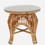 Tavolino da Caffè in Rattan Brisbane con Top in Vetro 60 cm