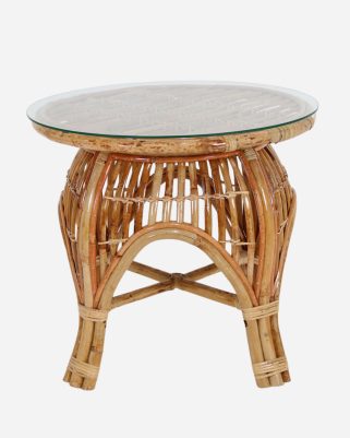 Tavolino da Caffè in Rattan Brisbane con Top in Vetro 60 cm