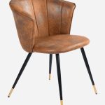 Sedia in Tessuto Effetto Cuoio Galileo con Gambe in Metallo