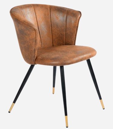 Sedia in Tessuto Effetto Cuoio Galileo con Gambe in Metallo