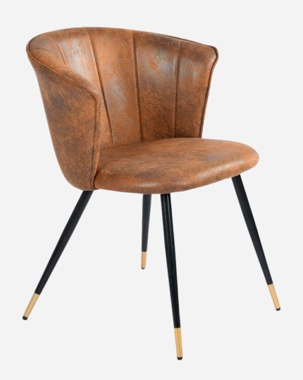 Sedia in Tessuto Effetto Cuoio Galileo con Gambe in Metallo