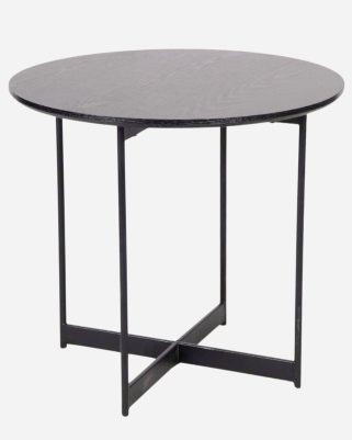 Tavolino da caffè alto Pia in legno nero e metallo, design moderno e minimalista, perfetto per il salotto