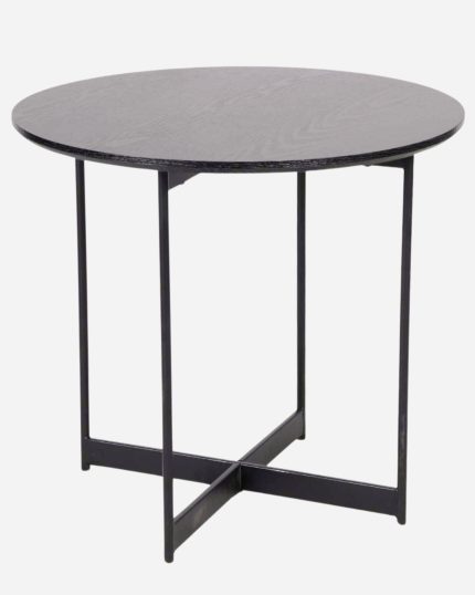 Tavolino da caffè alto Pia in legno nero e metallo, design moderno e minimalista, perfetto per il salotto