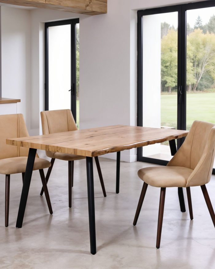 Tavolo da pranzo Nevada in MDF effetto legno di quercia e metallo - immagine 2