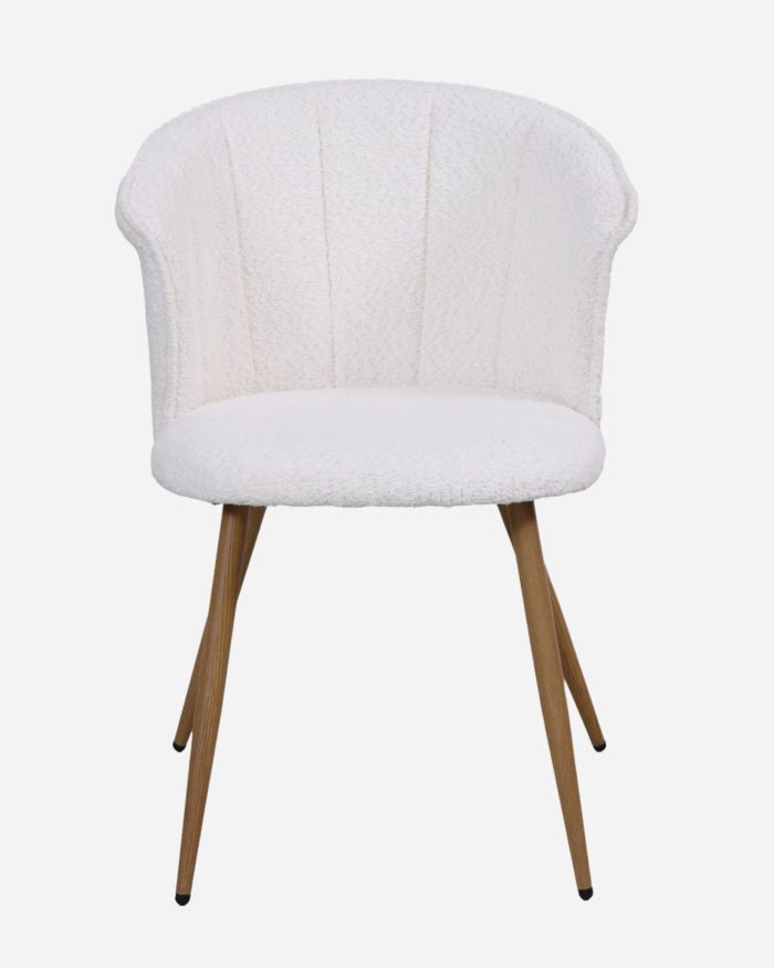 Sedia da pranzo in tessuto bouclé bianco Tina - immagine 2