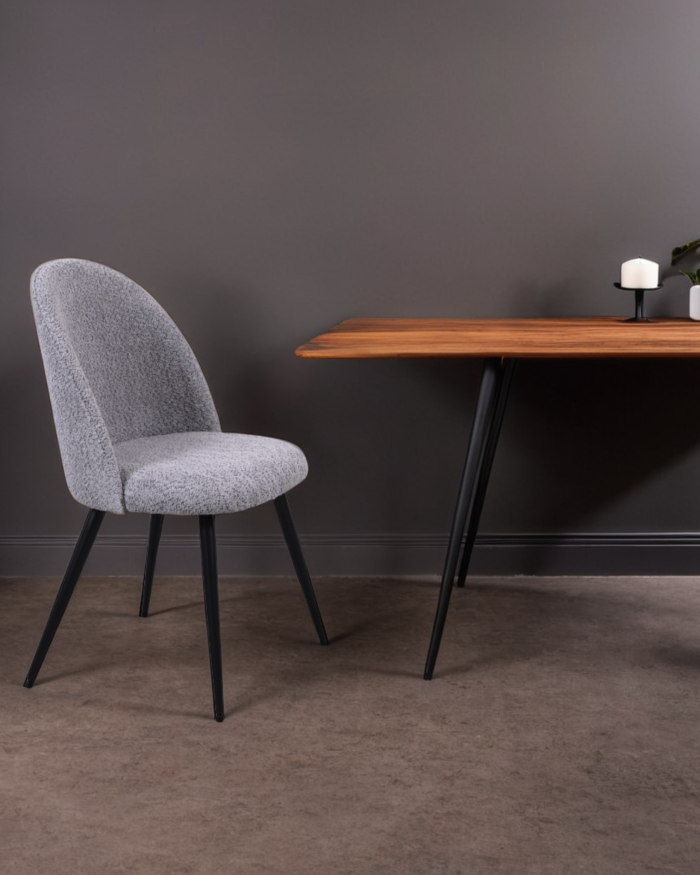 Sedia da pranzo in tessuto bouclé grigio Ella - immagine 2