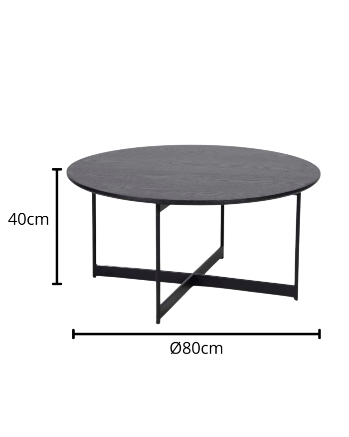 Tavolino da caffè Pia in legno e metallo nero - immagine 2