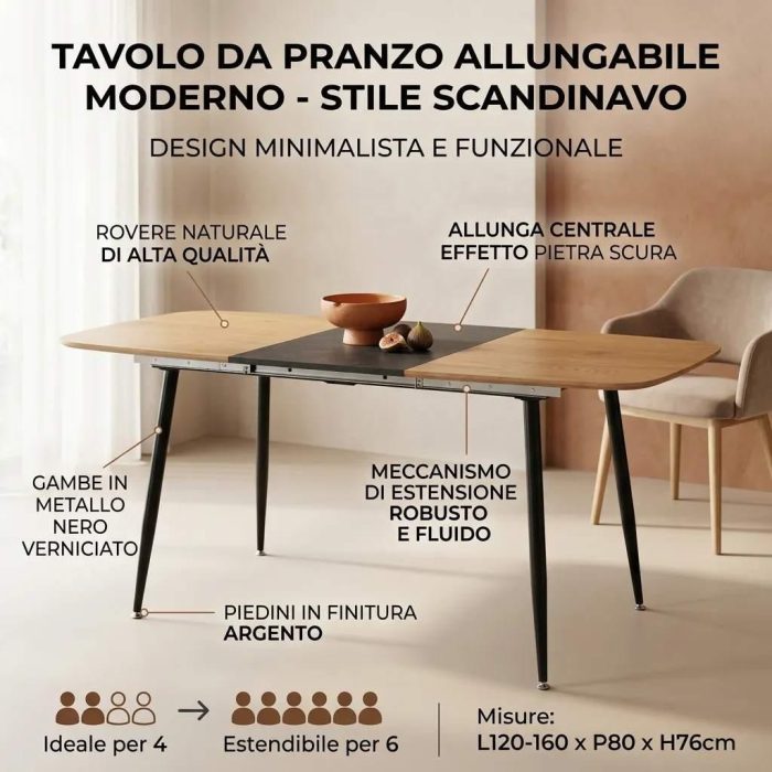 Tavolo allungabile  da pranzo "Asia" - immagine 3