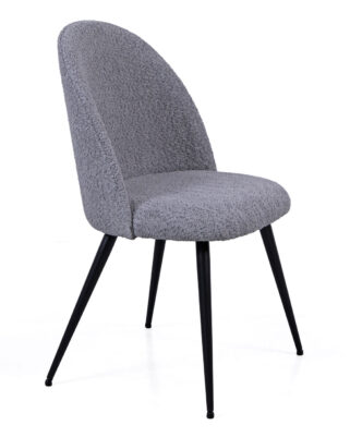 Sedia da pranzo in tessuto bouclé grigio "Ella"