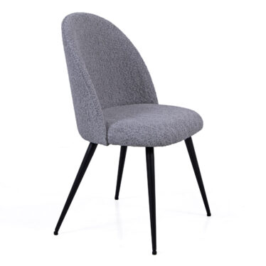 Sedia da pranzo in tessuto bouclé grigio "Ella"