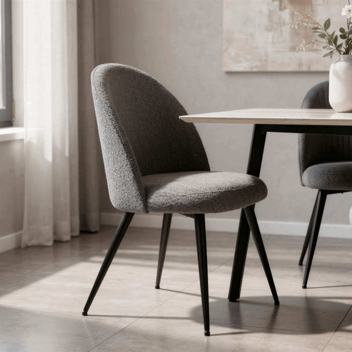 Sedia da pranzo in tessuto bouclé grigio "Ella" - immagine 5