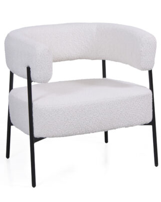 Poltrona "Ilda" in tessuto bouclé con struttura in metallo nero