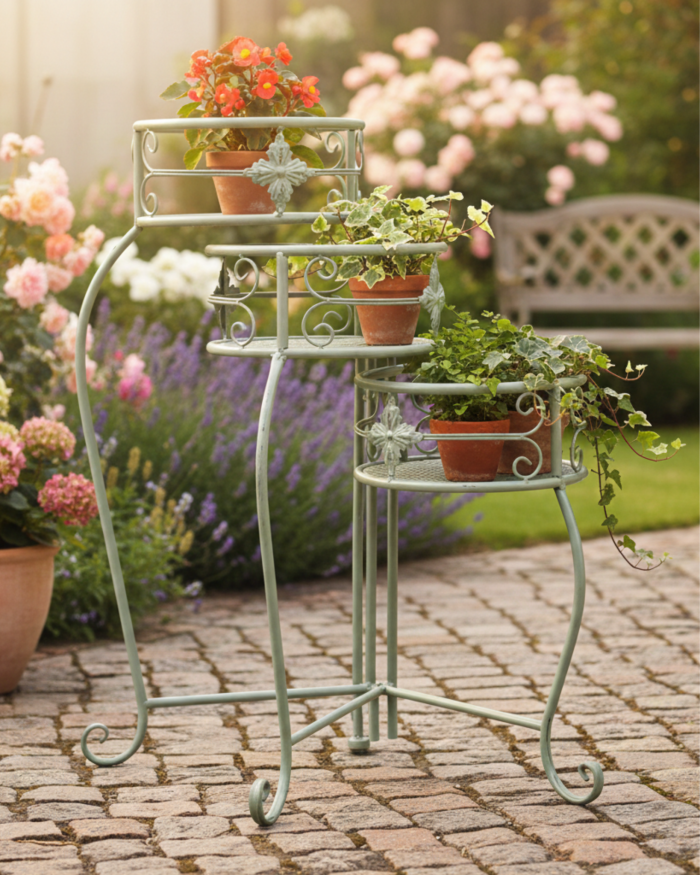 Piantana in ferro verde anticato - immagine 2