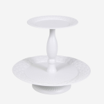 alzata in metallo bianco a due piani