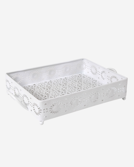 Vassoio metallo bianco
