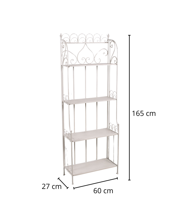 Etagere largo in metallo bianco anticato - immagine 2