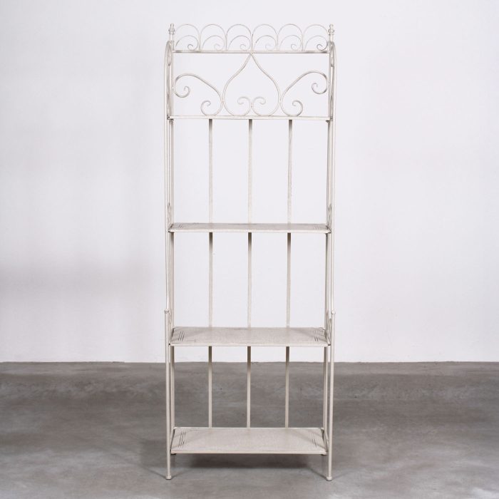 Etagere largo in metallo bianco anticato - immagine 4