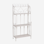 Etagere largo in metallo bianco anticato