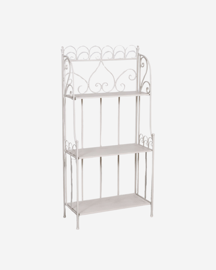 Etagere largo in metallo bianco anticato