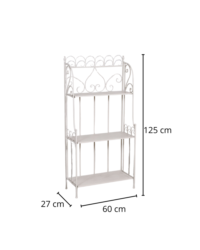Etagere largo in metallo bianco anticato - immagine 2