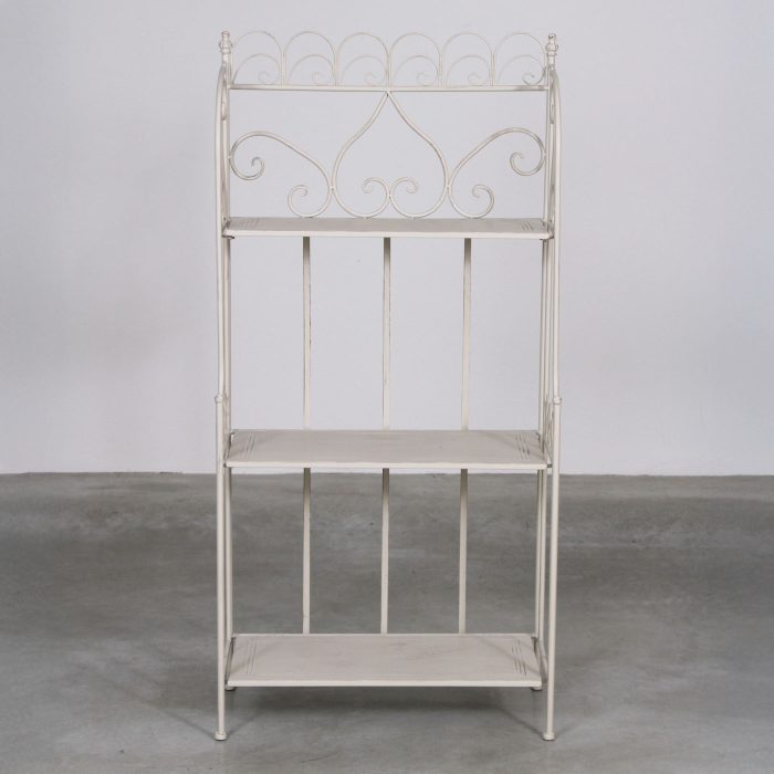 Etagere largo in metallo bianco anticato - immagine 4