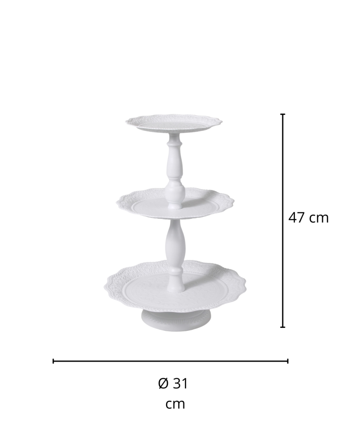 Alzata in metallo bianco tre piani - immagine 2