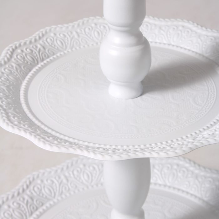 Alzata in metallo bianco tre piani - immagine 3