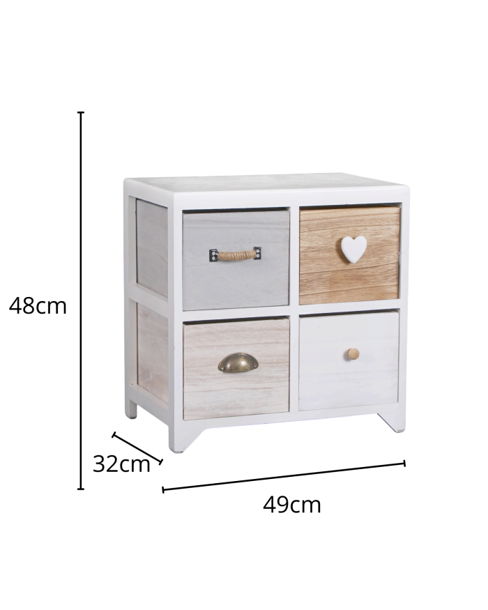 Cassettiera Retrò Vintage in Paulonia con 4 Cassetti - immagine 2