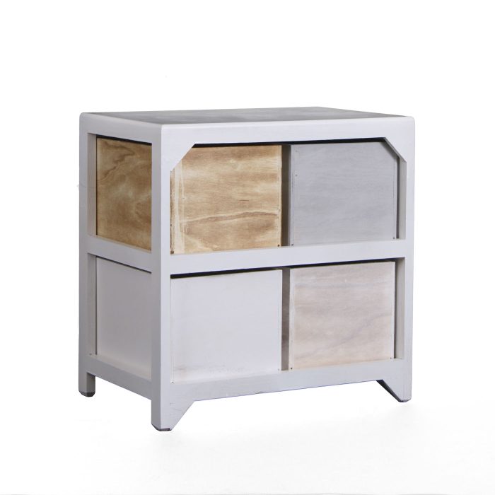 Cassettiera Retrò Vintage in Paulonia con 4 Cassetti