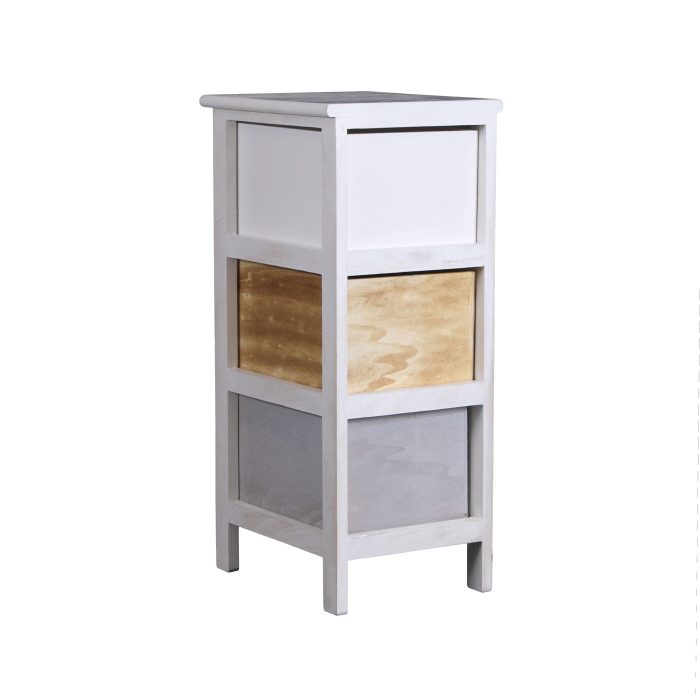 Cassettiera in Legno di Paulonia Retrò Vintage 3 Cassetti