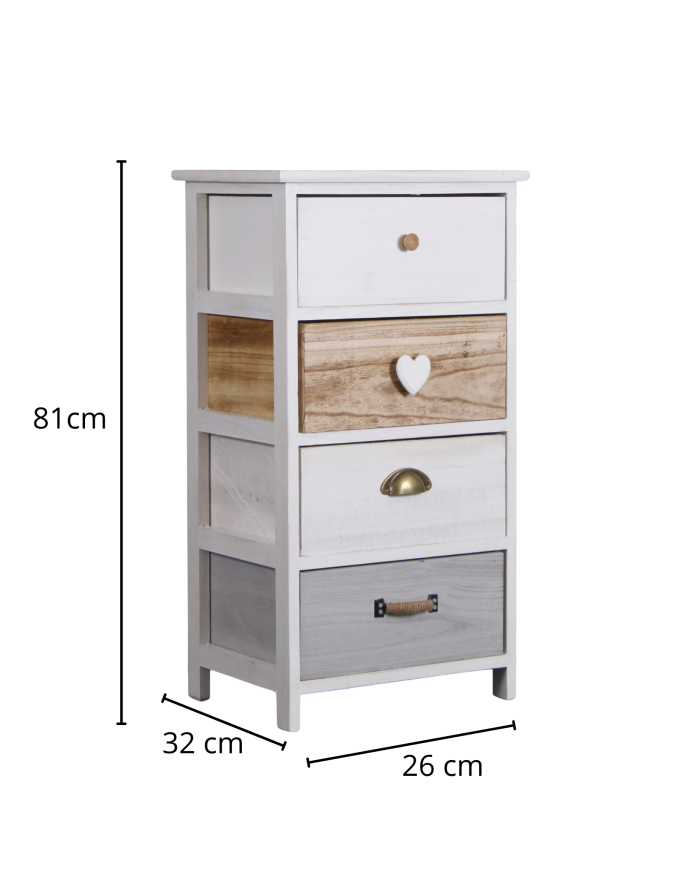 Mobiletto 2 Ante Bianche in Legno Naturale