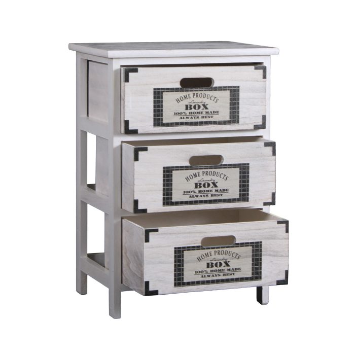 Cassettiera bianca in paulonia