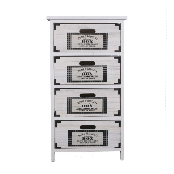 Cassettiera bianca in paulonia 4 cassetti