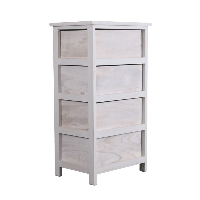 Cassettiera bianca in paulonia 4 cassetti