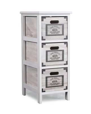 Cassettiera Bianca in legno di Paulonia con 3 cassetti 26x32x63 cm