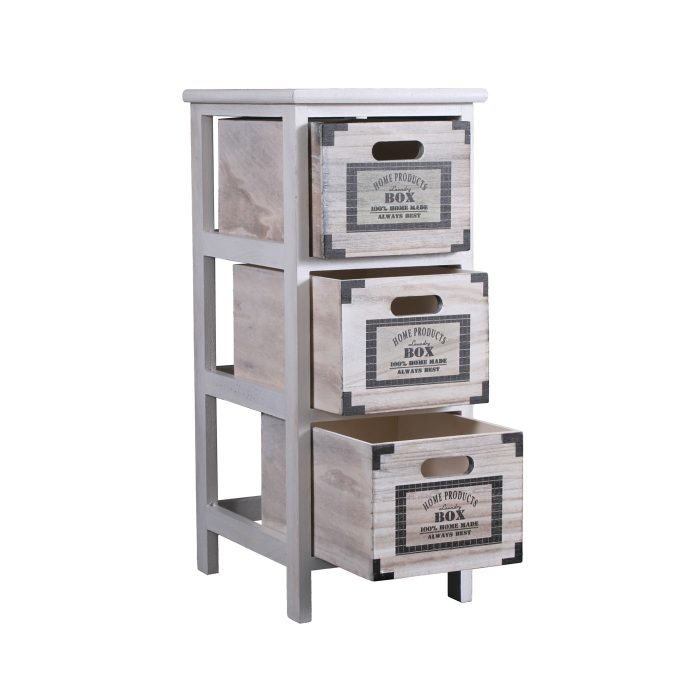 Cassettiera bianca in paulonia 3 cassetti 26X32H63