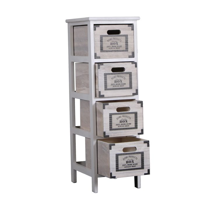 Cassettiera bianca in paulonia