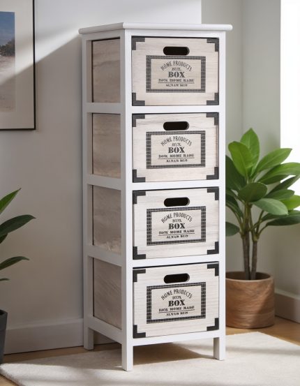 Cassettiera bianca in paulonia