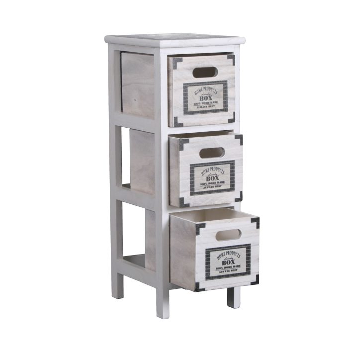 Cassettiera bianca in paulonia 3 CASSETTI 22X26H61