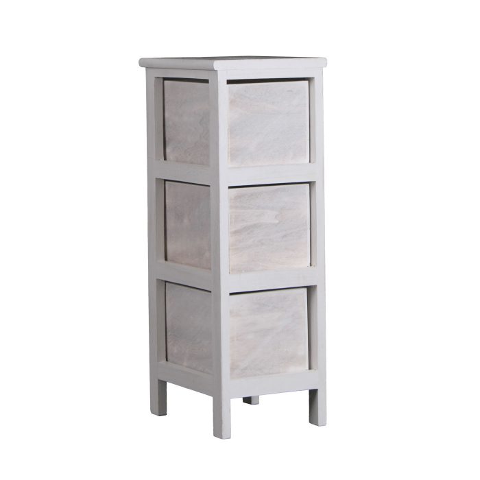 Cassettiera bianca in paulonia 3 cassetti 26X32H63